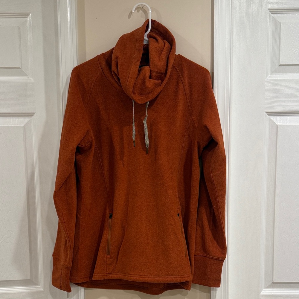 Elegant Cowl Neck Sweater in Warm Rust